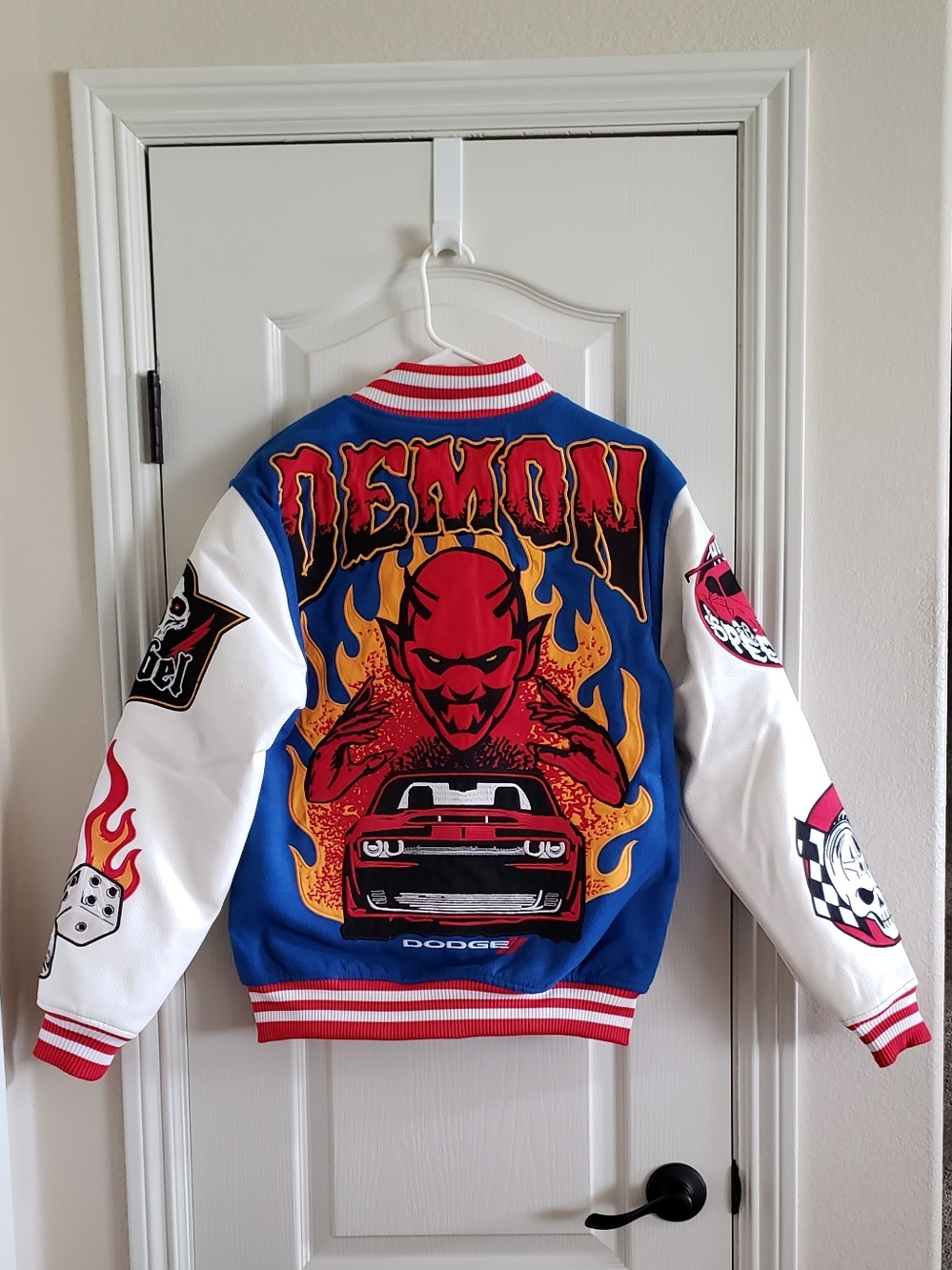 Dodge X Reason Demon SRT Rebel Varsity Jacket Blue NEW Men’s Size Small NWOT - Picture 2 of 12